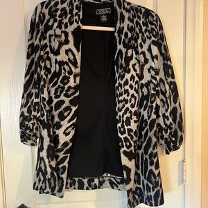 NYCC Women's Leopard Print Blazer - Black and White
